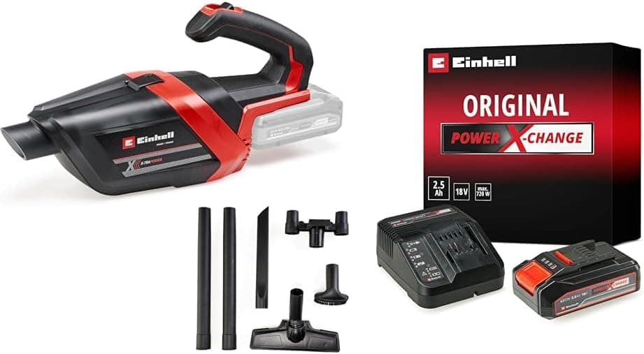 Einhell TE-HV 18/06 Li - Solo, Akülü El Süpürgesi ve Einhell 18V 2,5 Ah PXC Starter Kit (Başlangıç Seti)