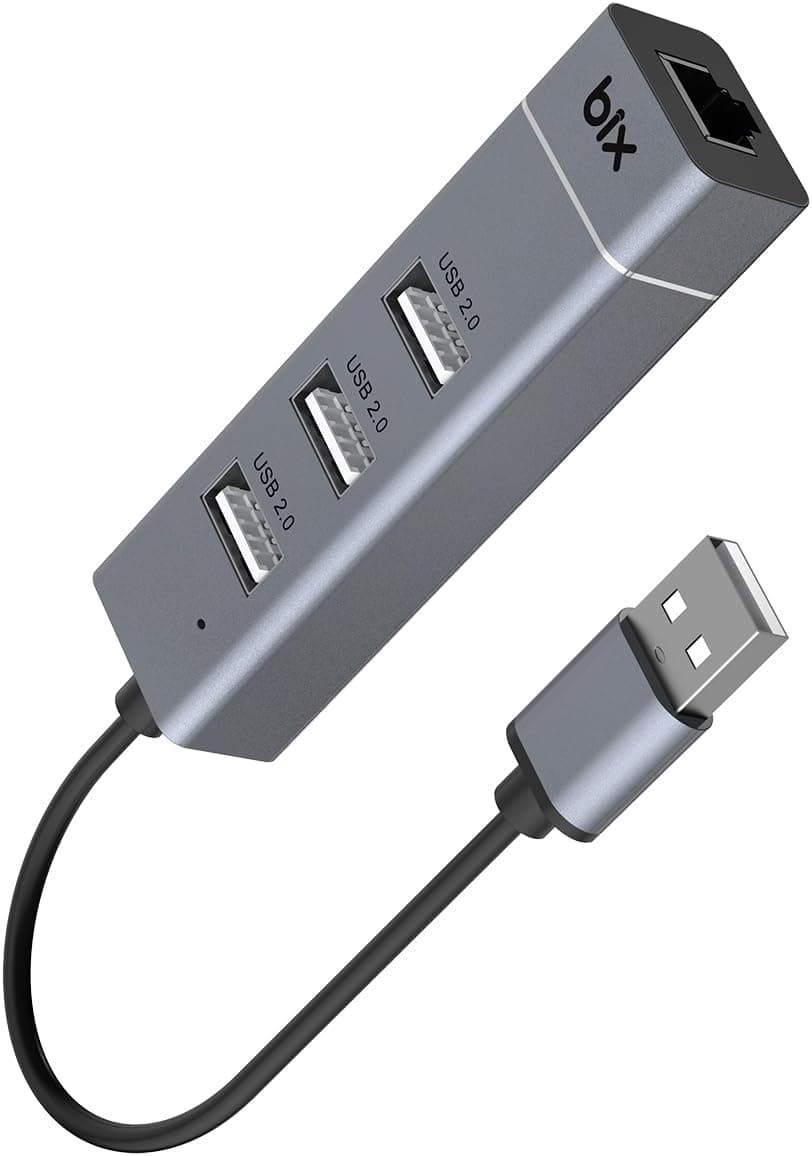 Bix BX03HB USB 2.0 Hub 3 Port ve RJ45 Ethernet Adaptör 10/100Mbps MacBook Uyumlu Çoklayıcı (3 adet USB 2.0 ve 1 adet Ethernet)