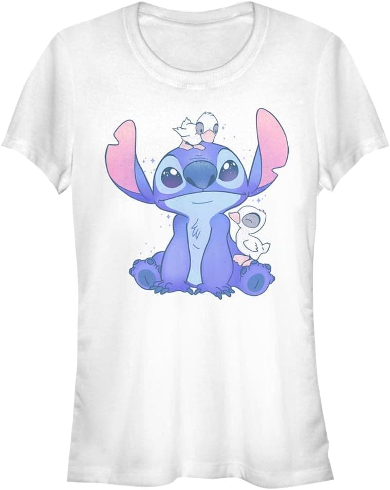 Disney Lilo & Stitch - Cute Ducks Bisiklet Yaka T-Shirt Tişört Kadın