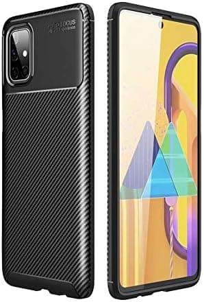 Spia Samsung Galaxy M51 ile uyumlu Kılıf Siyah Karbon Silikon Orijinal Esnek İnce Geliştirilmiş Dayanıklı Darbe Karşıtı Koruyucu Yeni Nesil Tasarım (Samsung Galaxy M51, Siyah)