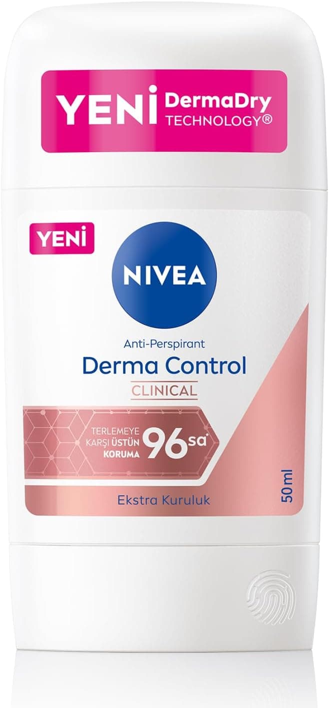 NIVEA Kadın Stick Deodorant Derma Control Clinical 50 ml, C Vitamini ile Koltuk Altı Kararma Karşıtı, 96 Saat Anti-perspirant Koruma