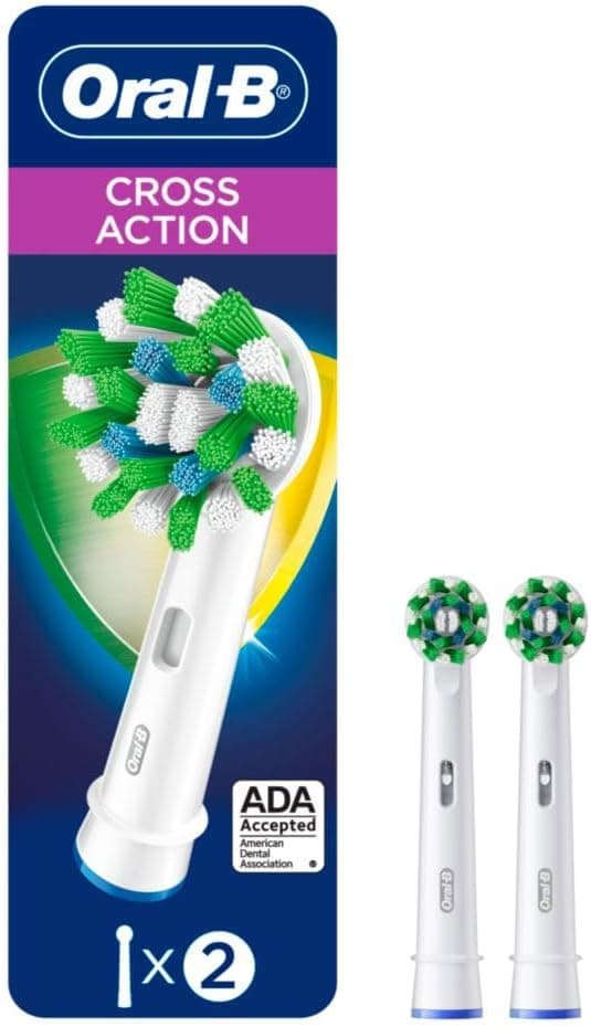 Oral-B CrossAction Elektrikli Diş Fırçası Yedek Fırça Başlıkları Dolum, 2 ct (Ambalaj değişebilir)