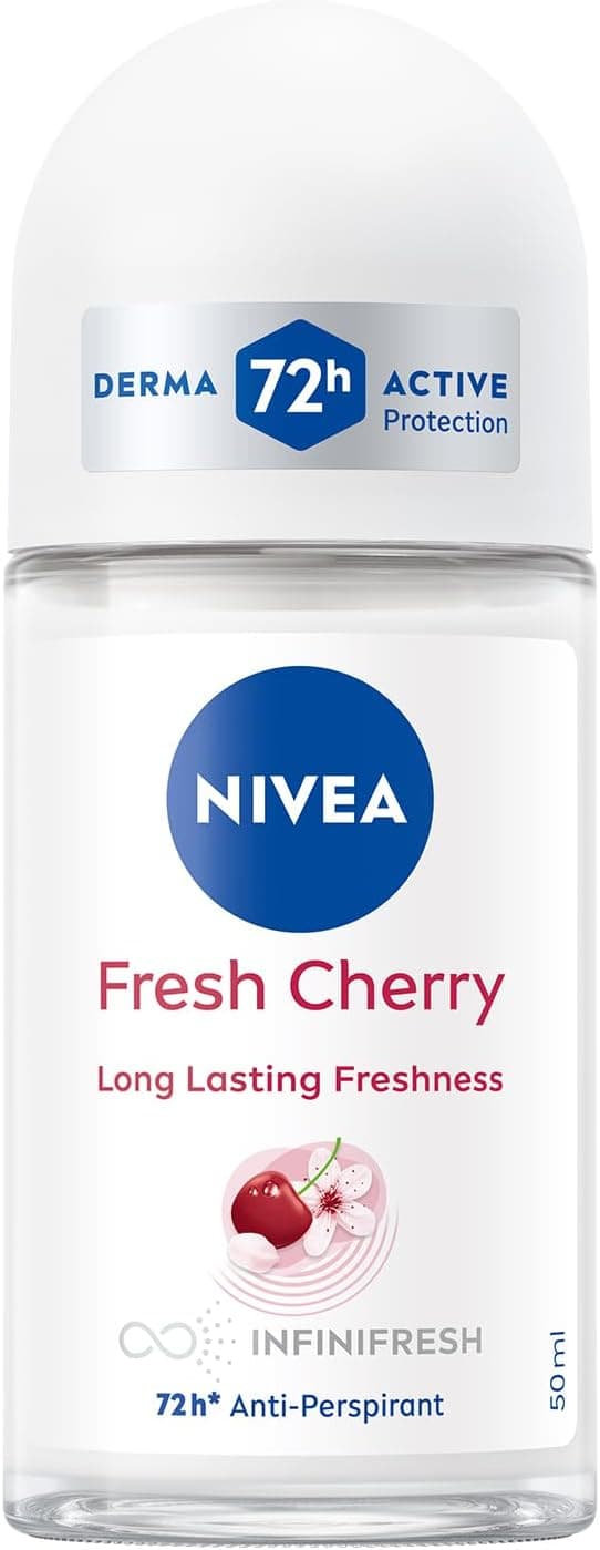 NIVEA Kadın Roll On Deodorant Fresh Cherry, 72 Saat Anti-perspirant Koruma, 50ml
