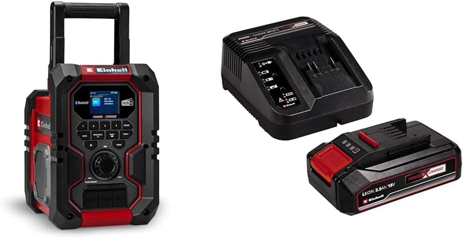 Einhell TE-CR 18 Li DAB+/FM/BT - Akülü Radyo (Akü ve şarj cihazı değildir) + Einhell 18V 2,5 Ah PXC Starter Kit, Akü & Şarj Cihazı