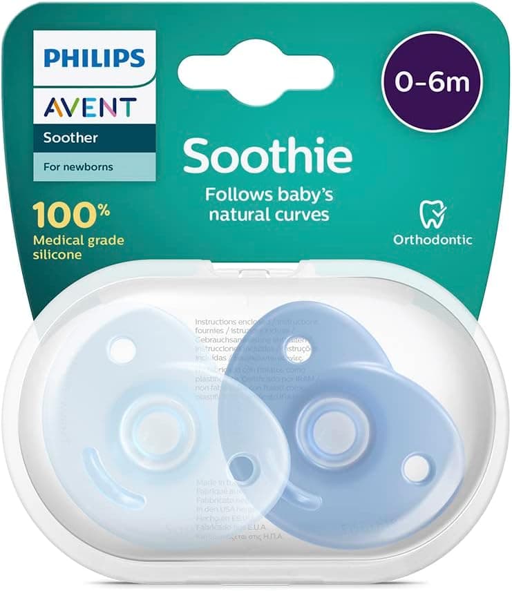 Philips Avent Soothie Emzik, 0‑6 Ay Erkek Bebekler için, 2’li Paket, Ortodontik Silikon, BPA İçermez, Tek Parça Tasarım, Hastane Onaylı, Taşıma Kutulu, SCF099/21