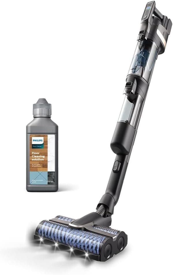 Philips 9000 Serisi AquaTrio Kablosuz Dikey Süpürge (XW9463/11) ve Philips Aqua Trio Uyumlu Zemin Temizleme Solüsyonu (XV1792/01)