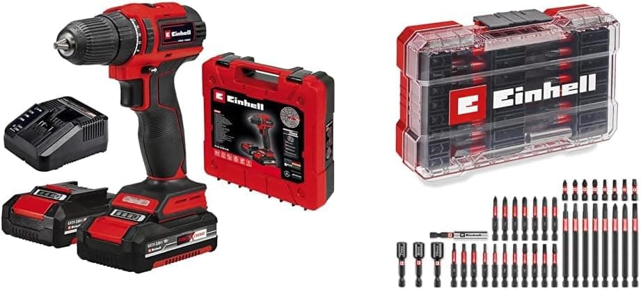 Einhell TE-CD 18/40 Li BL (2x2,0 Ah), Akülü Vidalama + Einhell Bits uç seti 38 parça, M-Case kutu