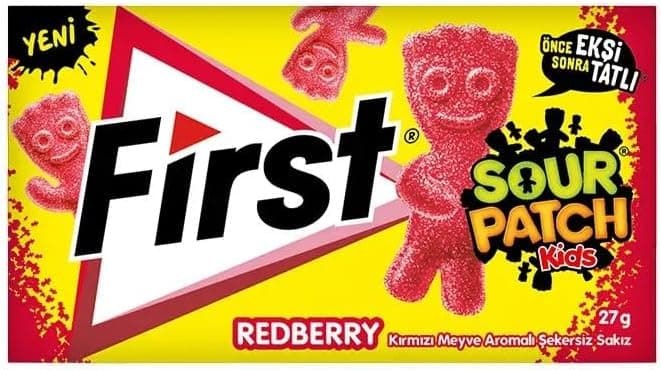 First Sour Patch Kids Kırmızı Meyve Aromalı Şekersiz Sakız 27g