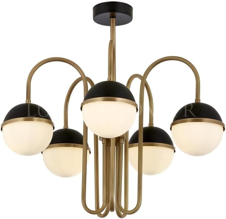 Avonni AV-60387-5E Siyah/Eskitme Boya/Kaplama Modern Avize E27 Metal Cam 60cm