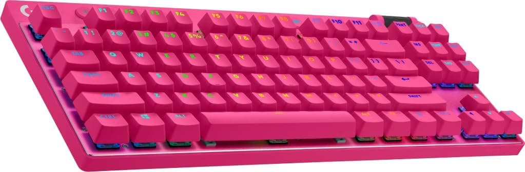 Logitech G PRO X TKL LIGHTSPEED Kablosuz Oyun Klavyesi, Ultra Portatif Sayısal Tuş Takımsız Tasarım, LIGHTSYNC RGB, PBT tuş başlıkları, Tıklamalı Anahtarlar (GX Blue), İngilizce Q Klavye, Pembe