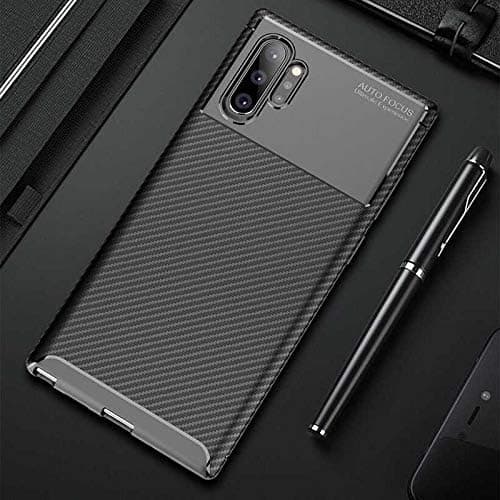 Spia Samsung Galaxy Note 10 Plus ile uyumlu Kılıf Siyah Karbon Silikon Orijinal Esnek İnce Geliştirilmiş Dayanıklı Darbe Karşıtı Koruyucu Yeni Nesil Tasarım (Samsung Galaxy Note 10 Plus, Siyah)