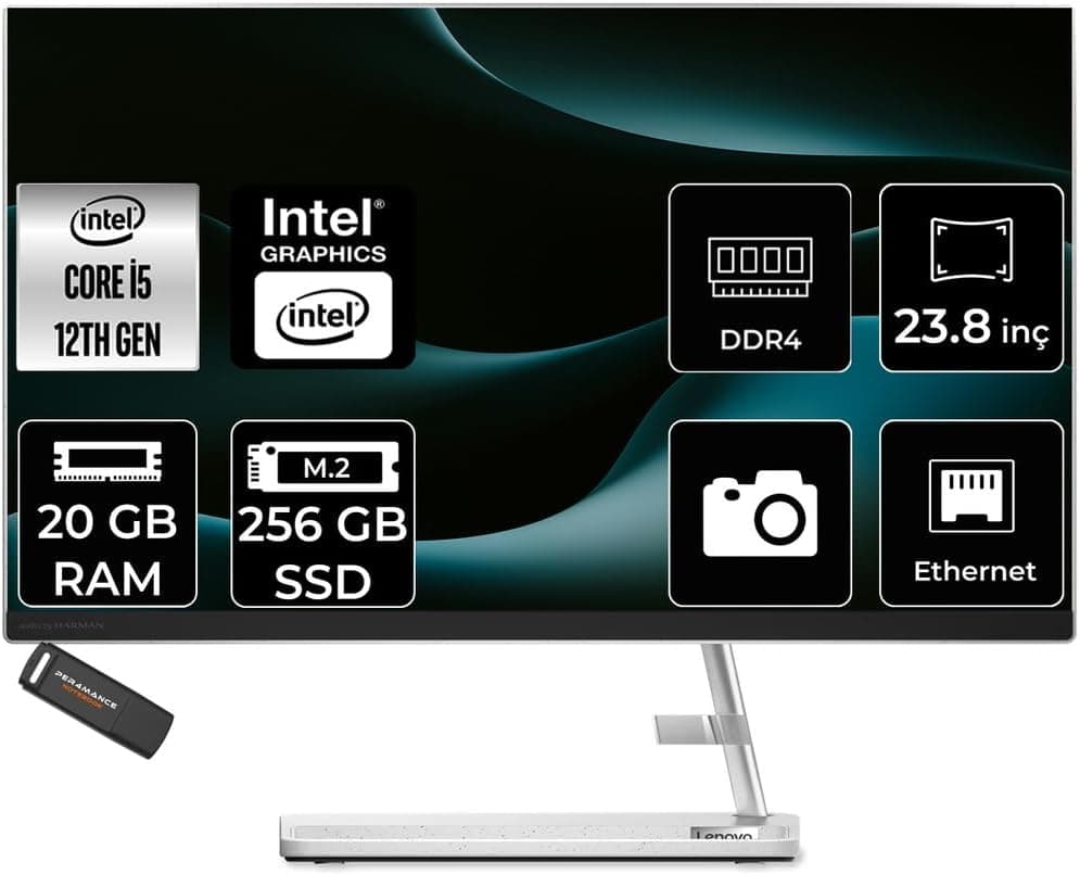 LENOVO IdeaCentre 24IAP7 i5 12450H 20GB 256GB SSD 23.8" FHD FDOS Beyaz All in One Bilgisayar