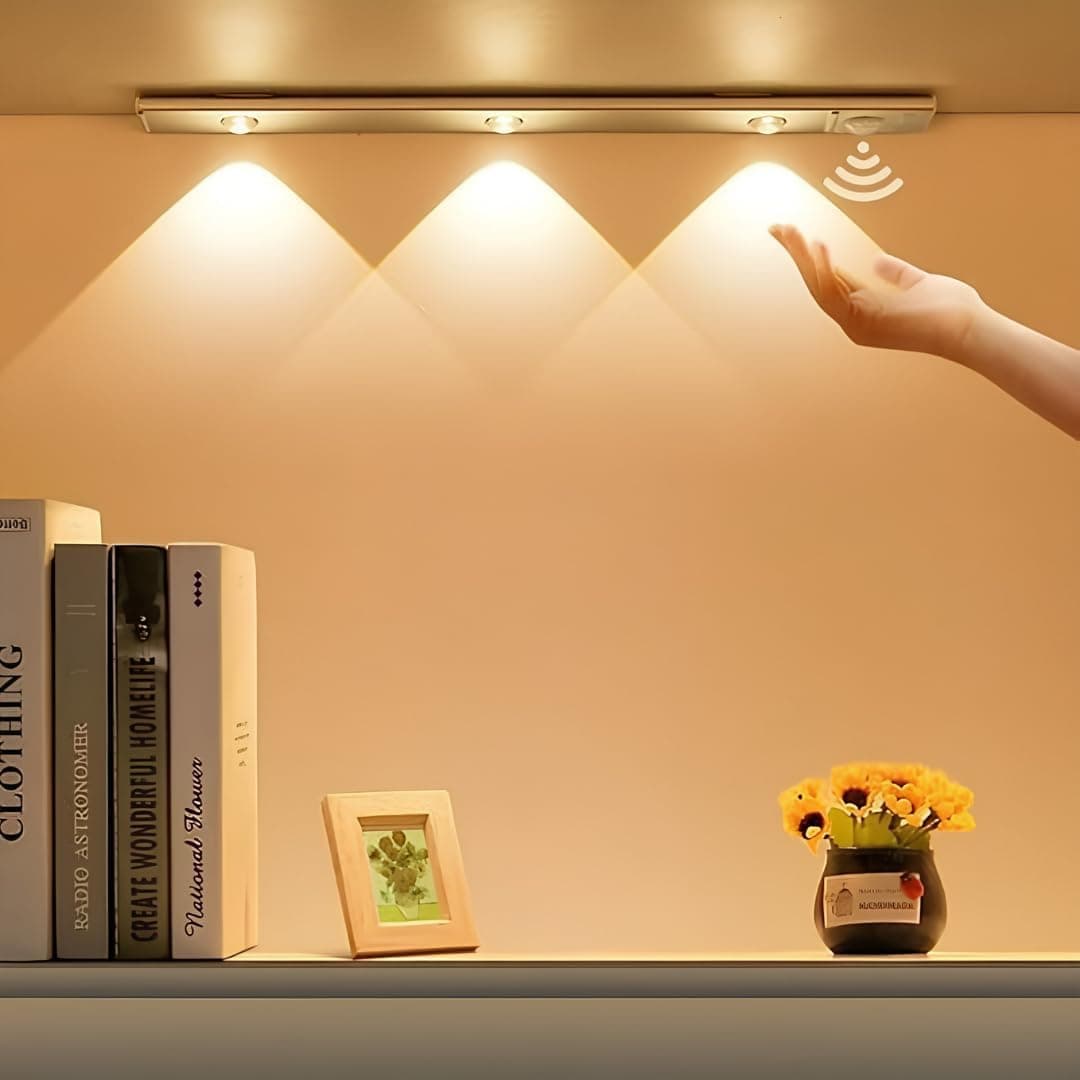 Hareket Sensörlü Ledli Gece Lambası, Parlaklık Ayarı Yapılabilir, 3000K-6400K, 3 Mod, Kablosuz, Merdiven,Gardırop Ve Dol