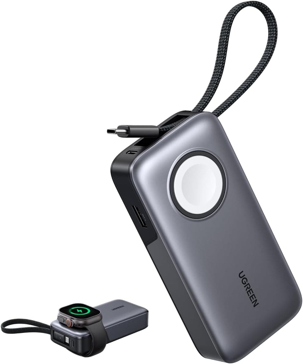 UGREEN Nexode 10000mAh 30W Manyetik Kablosuz Powerbank Apple Watch Şarjlı 5W Gri