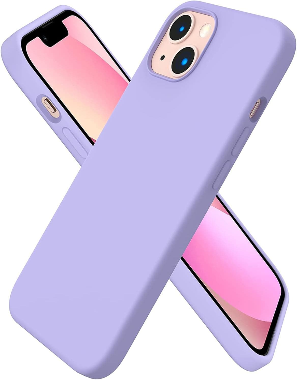 URUCHI iPhone 13 ile Uyumlu Kılıf, İçi Kadife Kaplamalı İnce Sıvı Silikon Tam Koruma Yumuşak Jel Silikon Kapak, Esnek Mat Tasarım – Lila