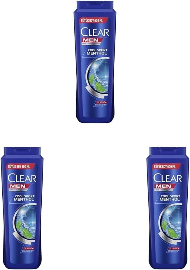 Clear Men Erkek Şampuan Cool Sport Menthol Kepeğe Karşı Etkili 600 ml 3lü paket
