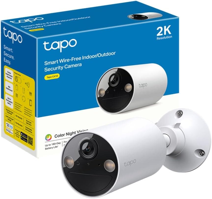 [2024 yeni] Tapo C410 Wi-Fi kamerası, dış mekan/iç mekan, 2 K 3 MP, 6400 mAh, yapay zeka kişi algılama, renk gece görüşü, hub gerektirmez, güneş paneli ile uyumlu