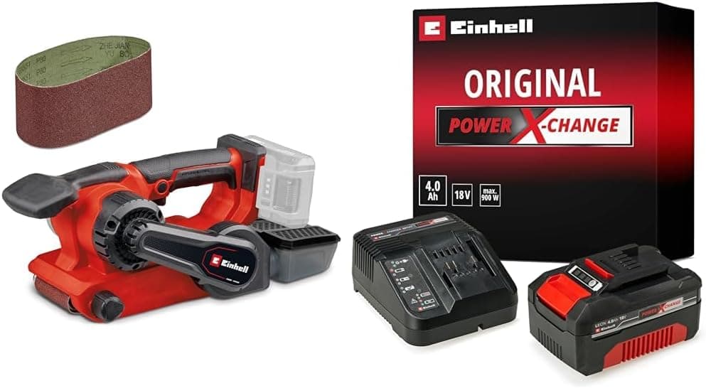 Einhell TP-BS 18/457 Li - Solo, Akülü Tank Zımpara + Einhell 18V 4,0 Ah PXC Starter Kit, Akü & Şarj Cihazı