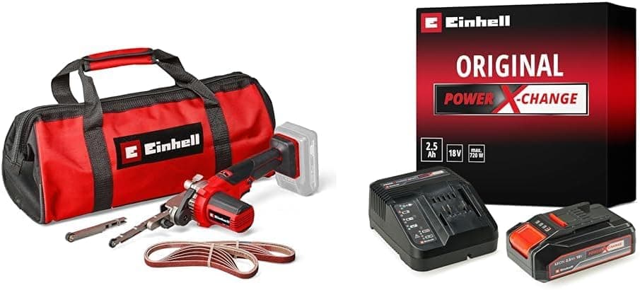 Einhell TE-BF 18 Li - Solo, Akülü Bant Eğe ve Einhell 18V 2,5 Ah PXC Starter Kit (Başlangıç Seti)