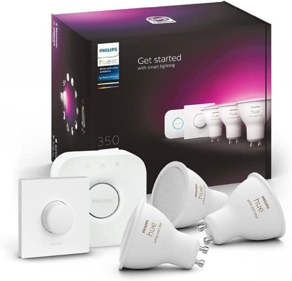 Philips HueWCA 4.3W Renkli Akıllı Led Ampul Başlangıç Seti 3lü, Akıllı Butonlu, GU10 Spot, Bluetooth Özellikli