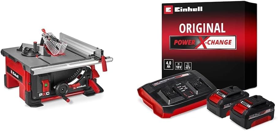 Einhell TE-TS 36/8 T Li-Solo, Akülü Tezgah Testere+ 18V 2 x 4,0 Ah PXC Twincharger Kit, Akü ve Şarj Cihazı