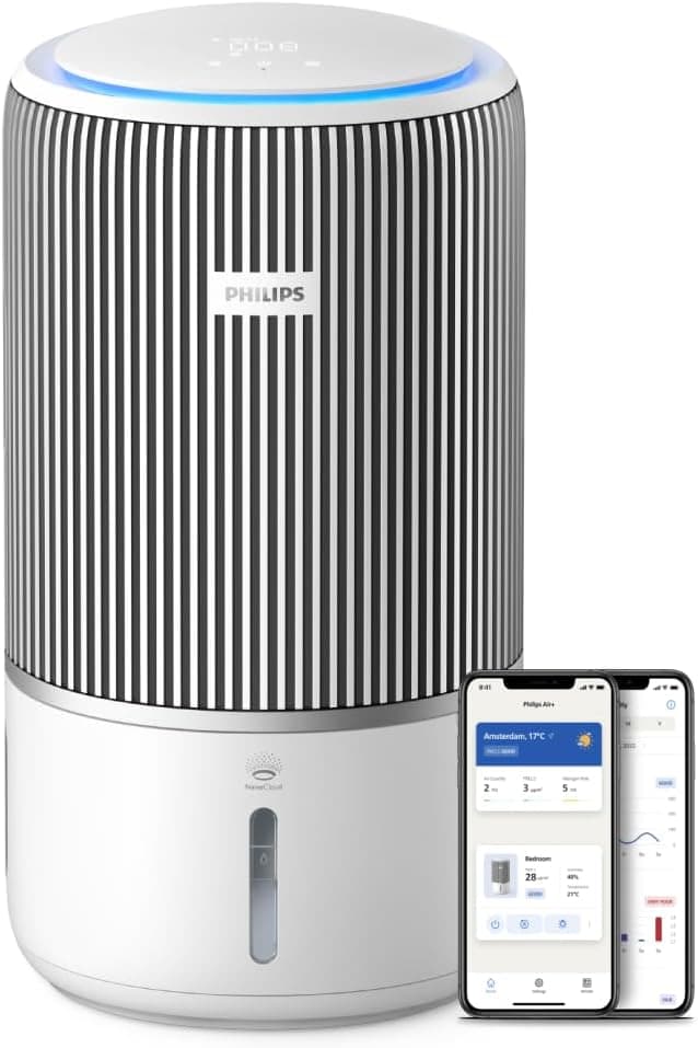 Philips 3400 Serisi 2si 1 arada Hava Temizleyici ve Nemlendirici, HEPA NanoProtect + Aktif Karbon Filtre, 650ml/sa Nemlendirme, 78m² için 300m³/sa CADR (AC3420/10)