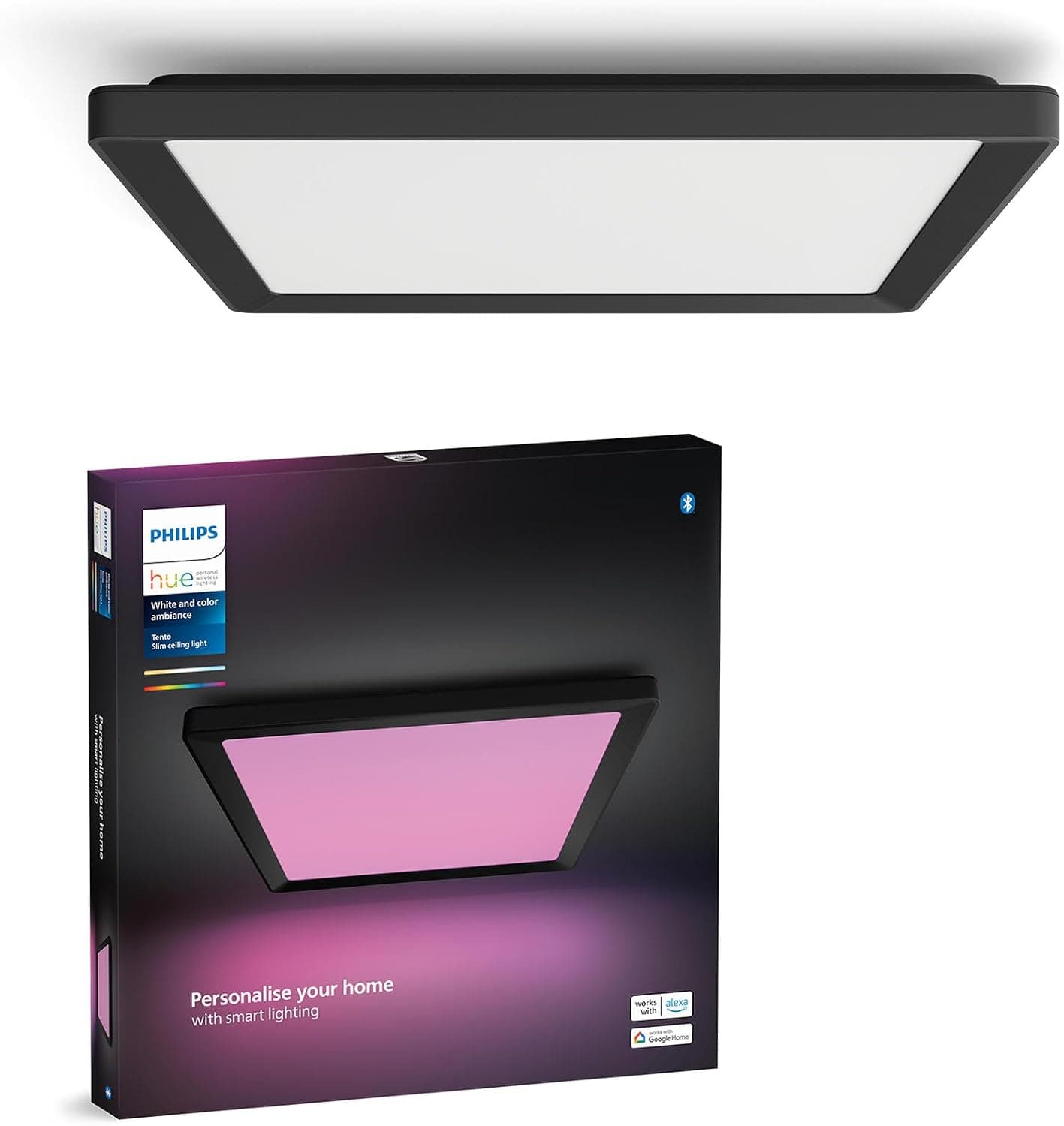 Philips Hue Tento WCA Slim Kare Tavan Paneli 40x40cm - Siyah - 25.000 Saat Ampul Kullanım Ömrü