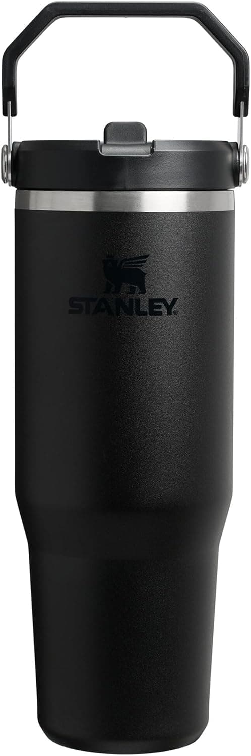 Stanley Iceflow Flip Straw Tumbler Pipetli Termos Bardak, Siyah 2.0, 0.89 Litre