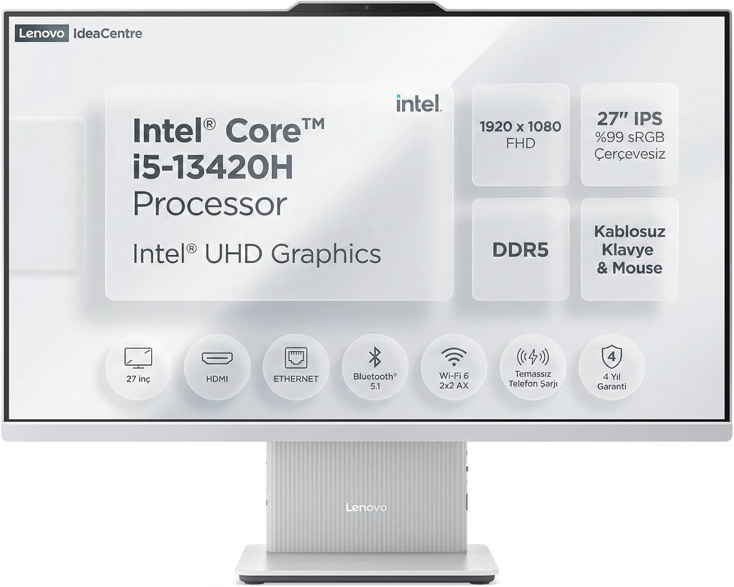 Lenovo IdeaCentre 27IRH9 i5-13420H 32GB 1TB SSD 27" FHD Freedos All In One Bilgisayar F0HM0045TR 004