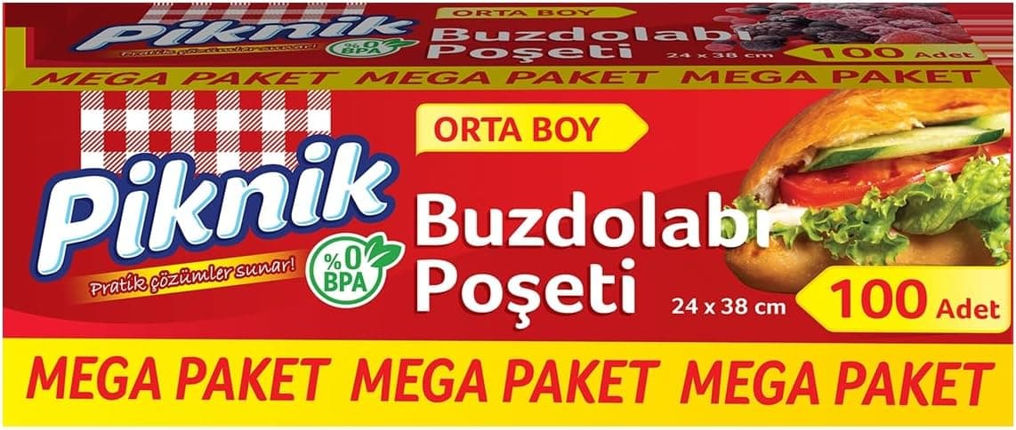 Piknik Gıda Ambalaj Buzdolabı Poşeti Orta-Mega 100lü 1536