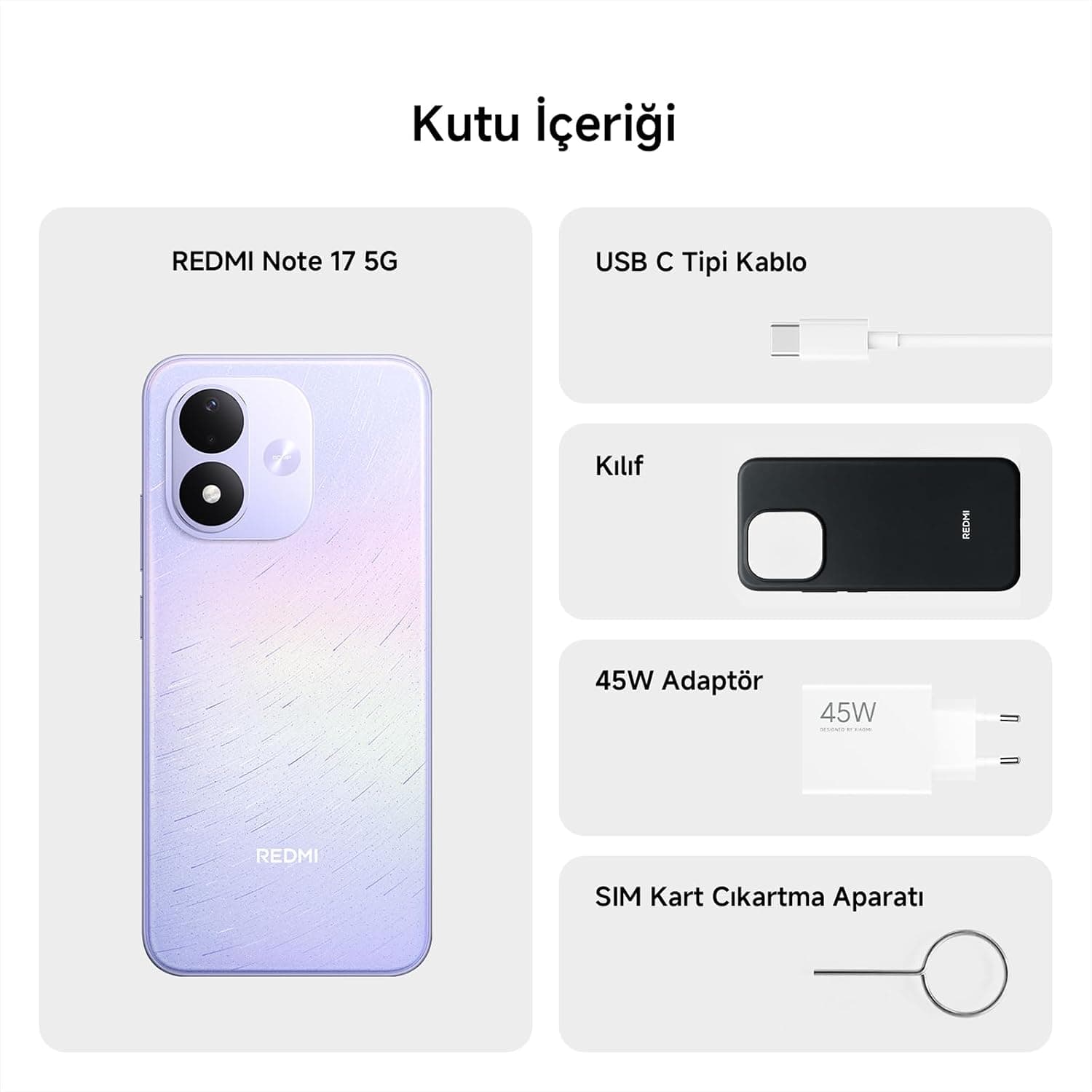 Xiaomi Redmi Note 17 Akıllı Telefon 5G 6GB RAM 256GB ROM, Mor