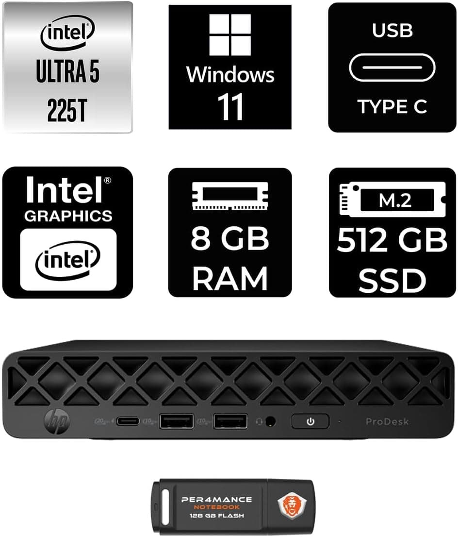 HP ProDesk 4 Mini G1i Intel Core Ultra 5 225T 8GB 512GB SSD W11H Mini Masaüstü Bilgisayar