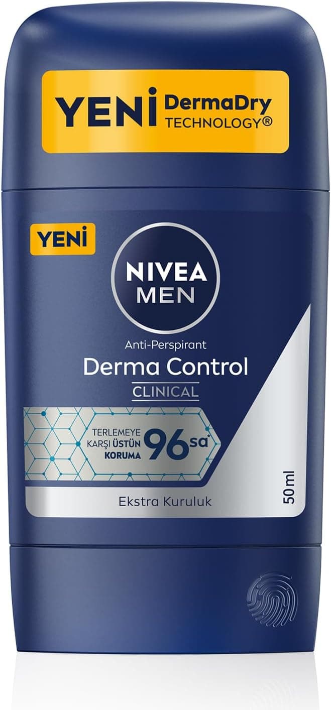 NIVEA Men Erkek Stick Deodorant Derma Control Clinical 50 ml, 96 Saat Üstün Koruma