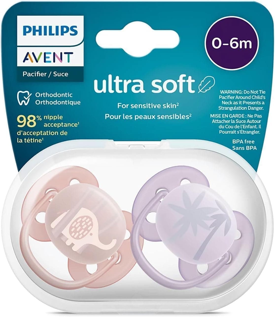 Philips Avent Ultra Hava Emziği Ortodontik ve BPA, Ekstra Havalandırma Delikleri 0-6 Ay (Kız Tasarımı) 2li Paket