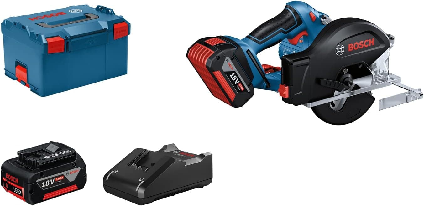 Bosch Professional GKM 18V-50 Akülü Daire Testere (18 Volt, 2 x 5,0 Ah Akü, Şarj Cihazı, Testere bıçak çapı: 136 mm, 4.250 dev/dak, L-Boxx Çanta)