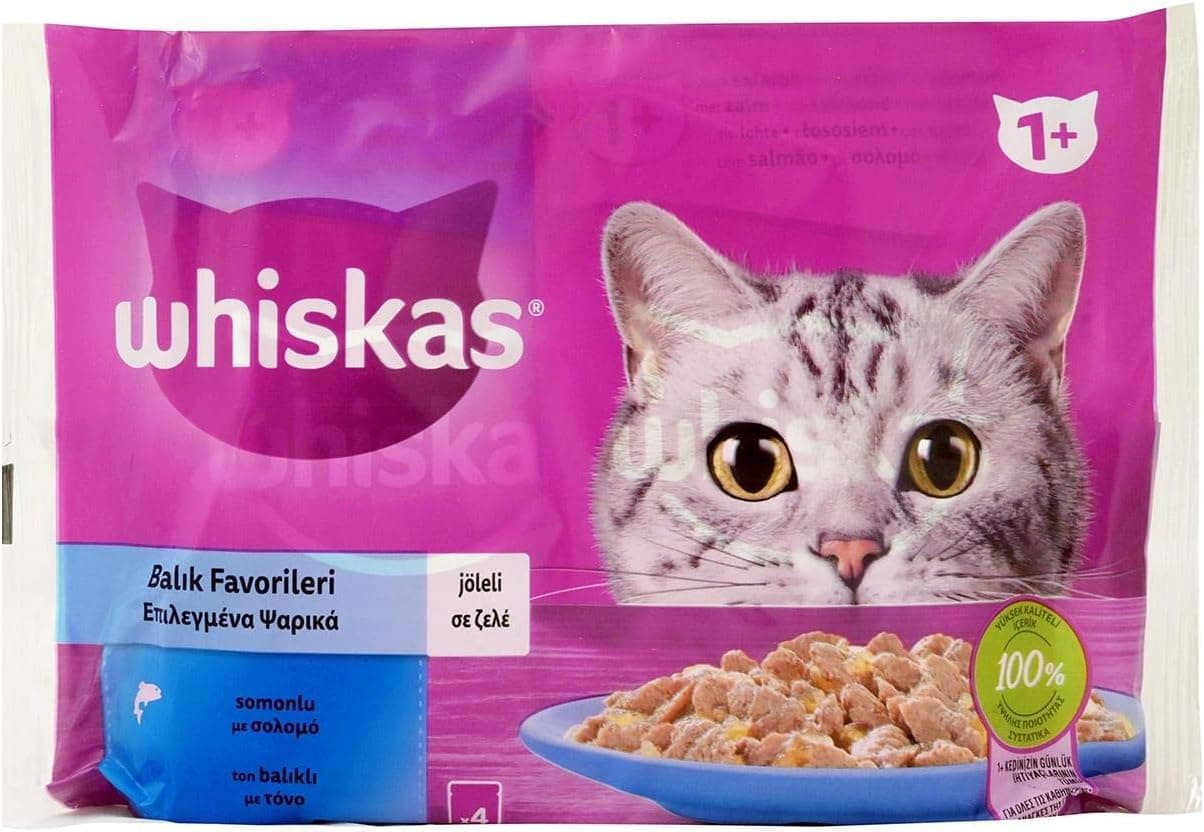 Whiskas Pouch Balık Favorileri Yetişkin Kedi Konservesi 85Gr 4Lü