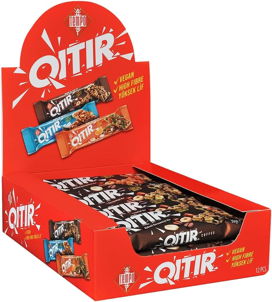 QITIR Kahveli Kuruyemişli Bar 30 g x 12 Adet