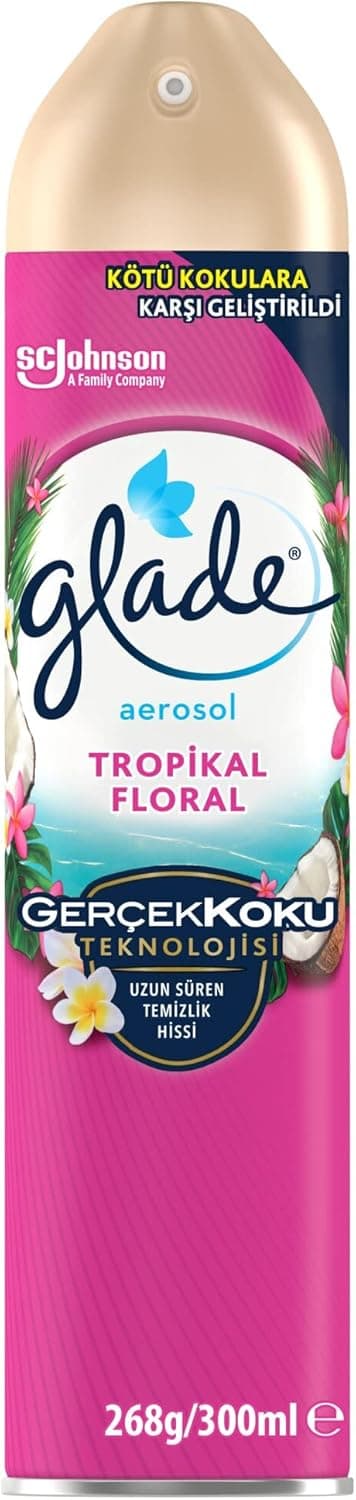 Glade Hava Tazeleyici Aerosol, Oda Kokusu, Tropikal Floral, 300ml