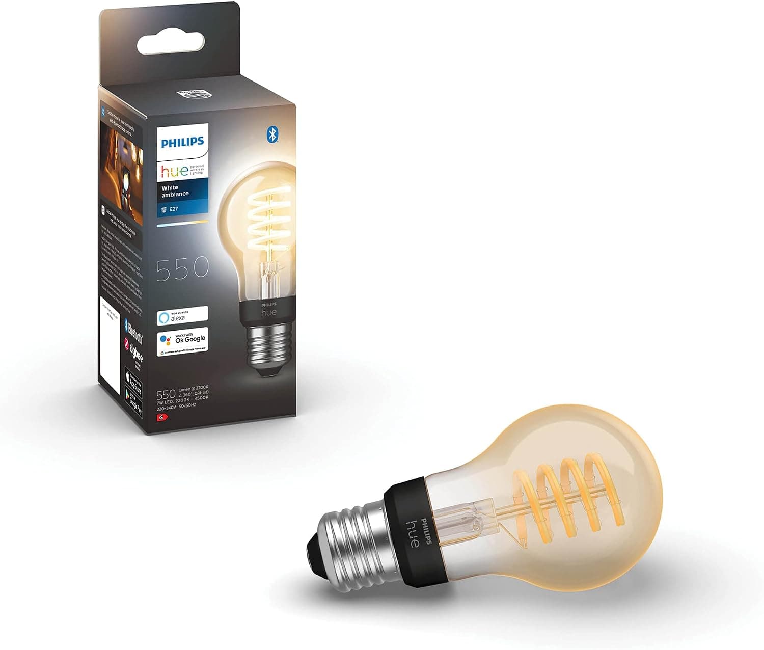 Philips Hue White Ambiance E27 Akıllı Led Filament Ampul, Tekli