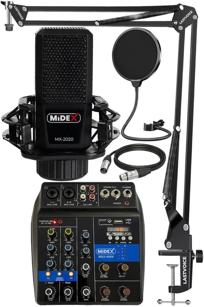 Midex MX-2020 Solo Mix Condenser Mikrofon ve Kayıt Mixer Seti