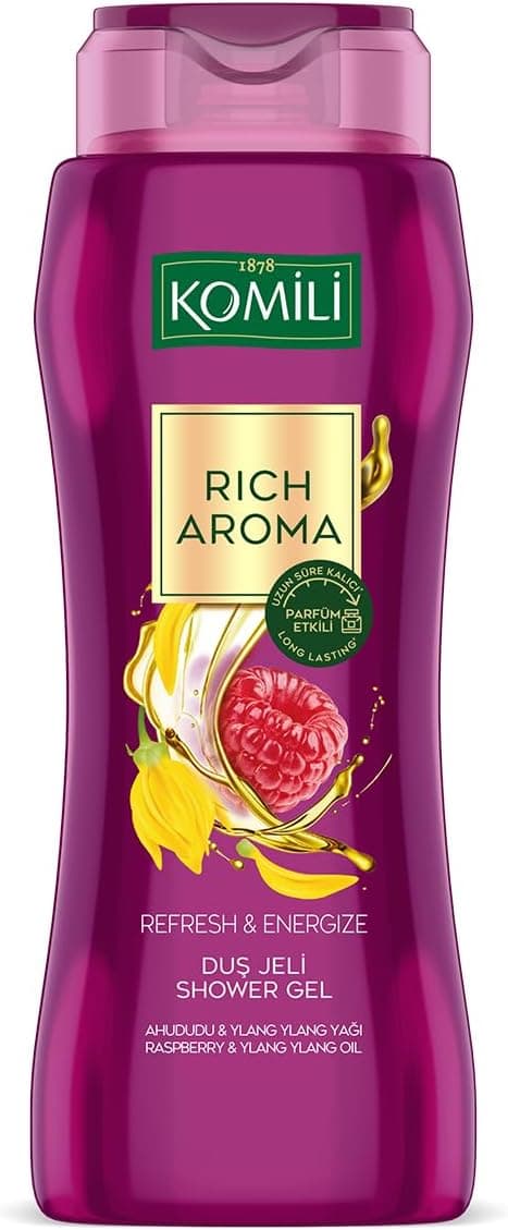 komili 1878, Komili Rich Aroma Refresh&Energize Kalıcı Parfüm Etkili Duş Jeli 500ml, F3100219-002, Mor