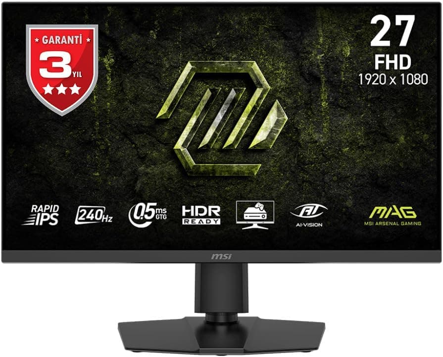 MSI 27 MAG 272PF X24, Gaming Monitör, FHD, 16:9 Flat, Rapid IPS, 240Hz, 0.5ms (GTG) Adaptive-Sync, Pivot