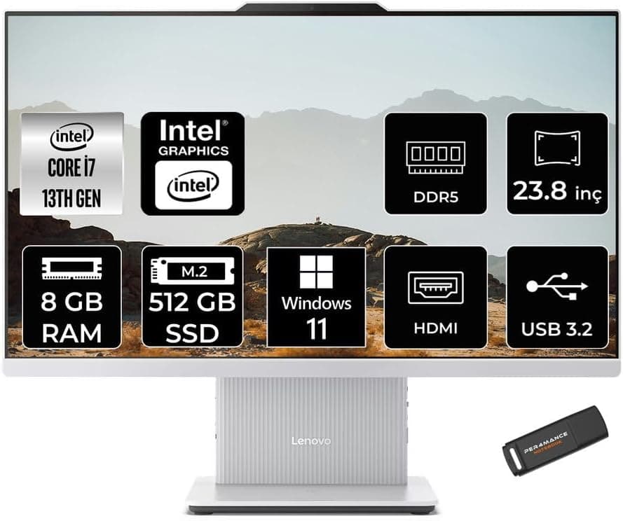 LENOVO IdeaCentre 24IRH9 i7 13620H 8GB DDR5 512GB SSD 23.8" FHD IPS W11P Beyaz All in One PC & PER4