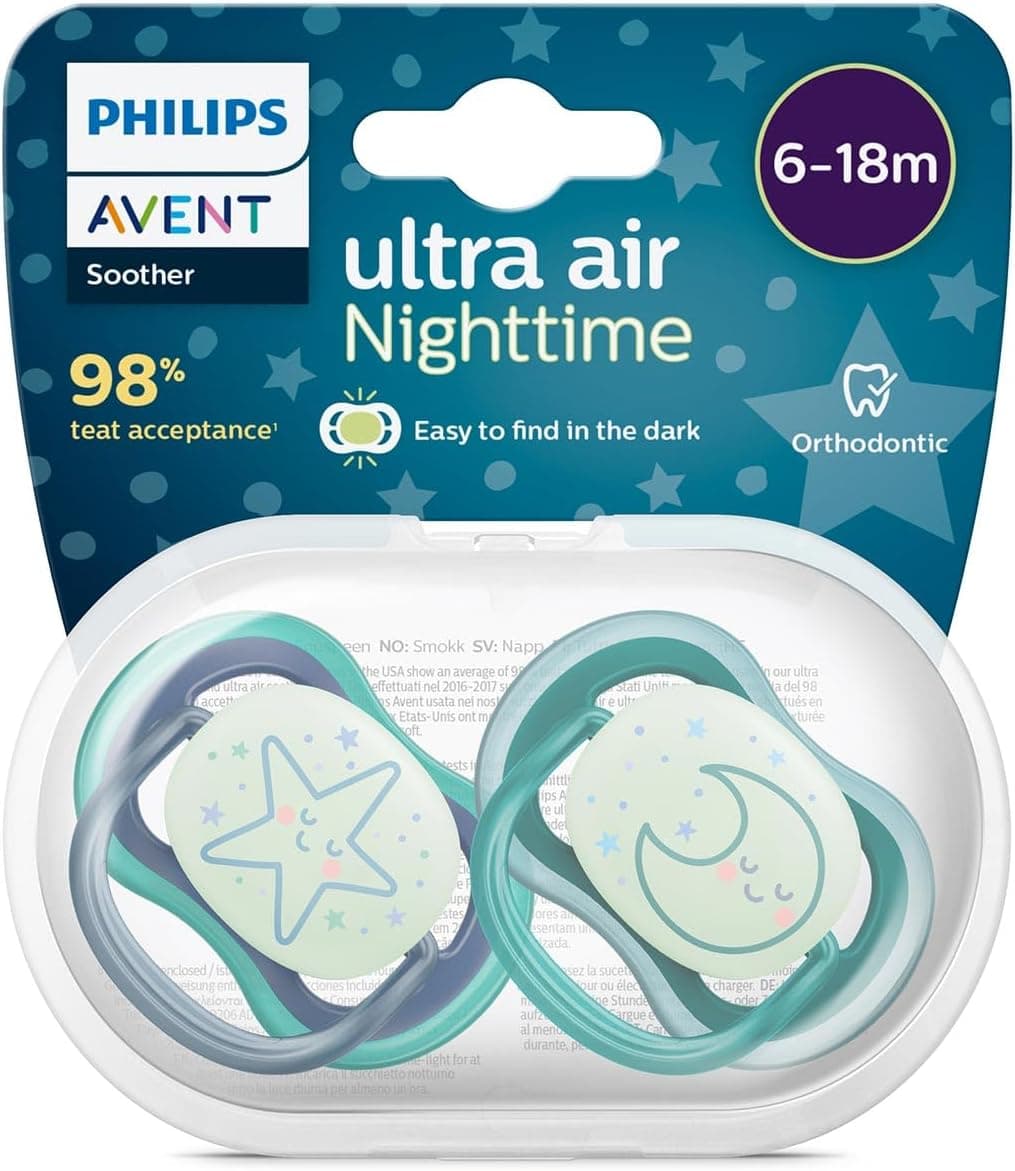Philips Avent Ultra Air Gece Emziği 6-18 Ay, 2li Erkek, SCF376/13
