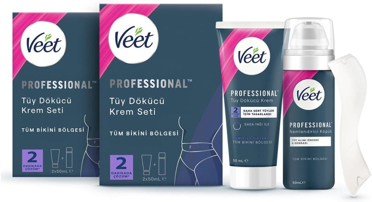 Veet Professional Bikini Bölgesi Tüy Dökücü Krem SETİ (50 ML + 50 ML) x 2 Adet
