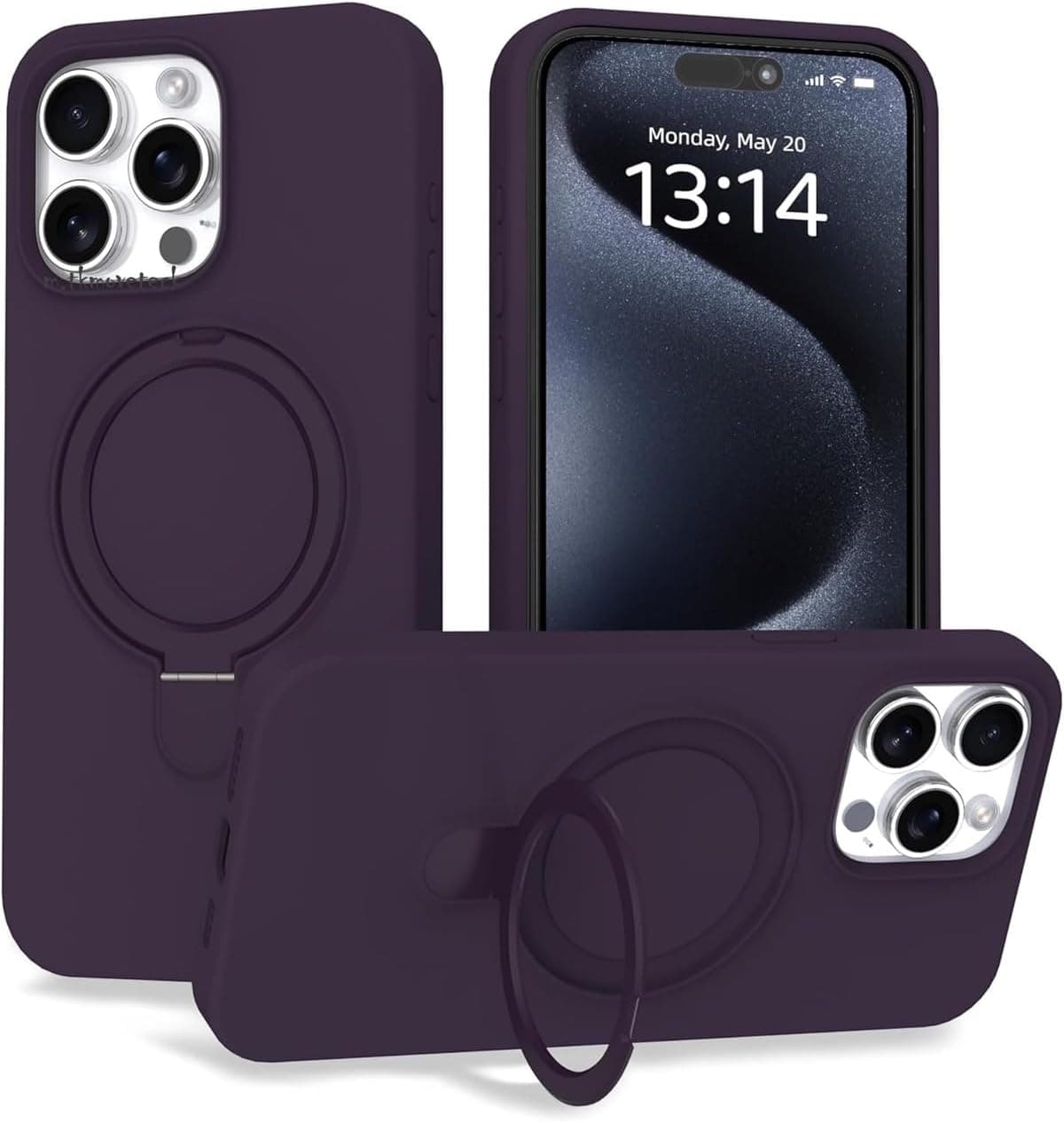 CONSTRAIN - iPhone 14 Pro Max ile uyumlu Apple Kılıf Magsafe ile uyumlu Halkalı Extra Standlı içi Kadife Yumuşak Renkli Silikon Kapak