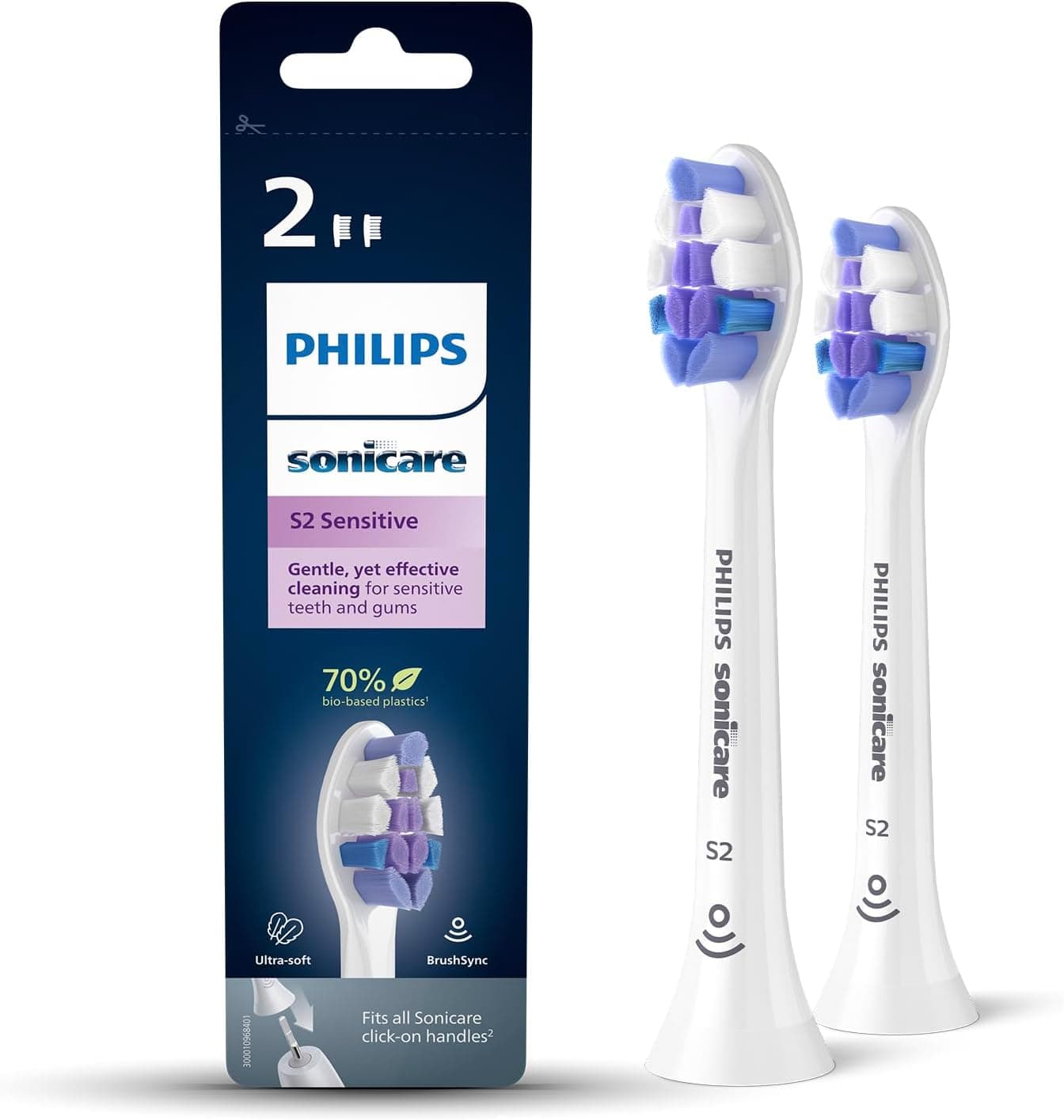 Philips Sonicare Şarjlı Diş Fırçası 2li Hassas Yedek Başlık - Beyaz HX6052/10