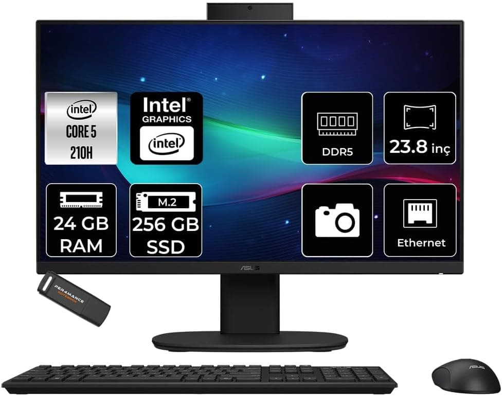 ASUS V440 Intel Core 5 210H 24GB 256GB SSD 23.8" FHD 100Hz FDOS All in One Bilgisayar & PER4 USB 9762537409069