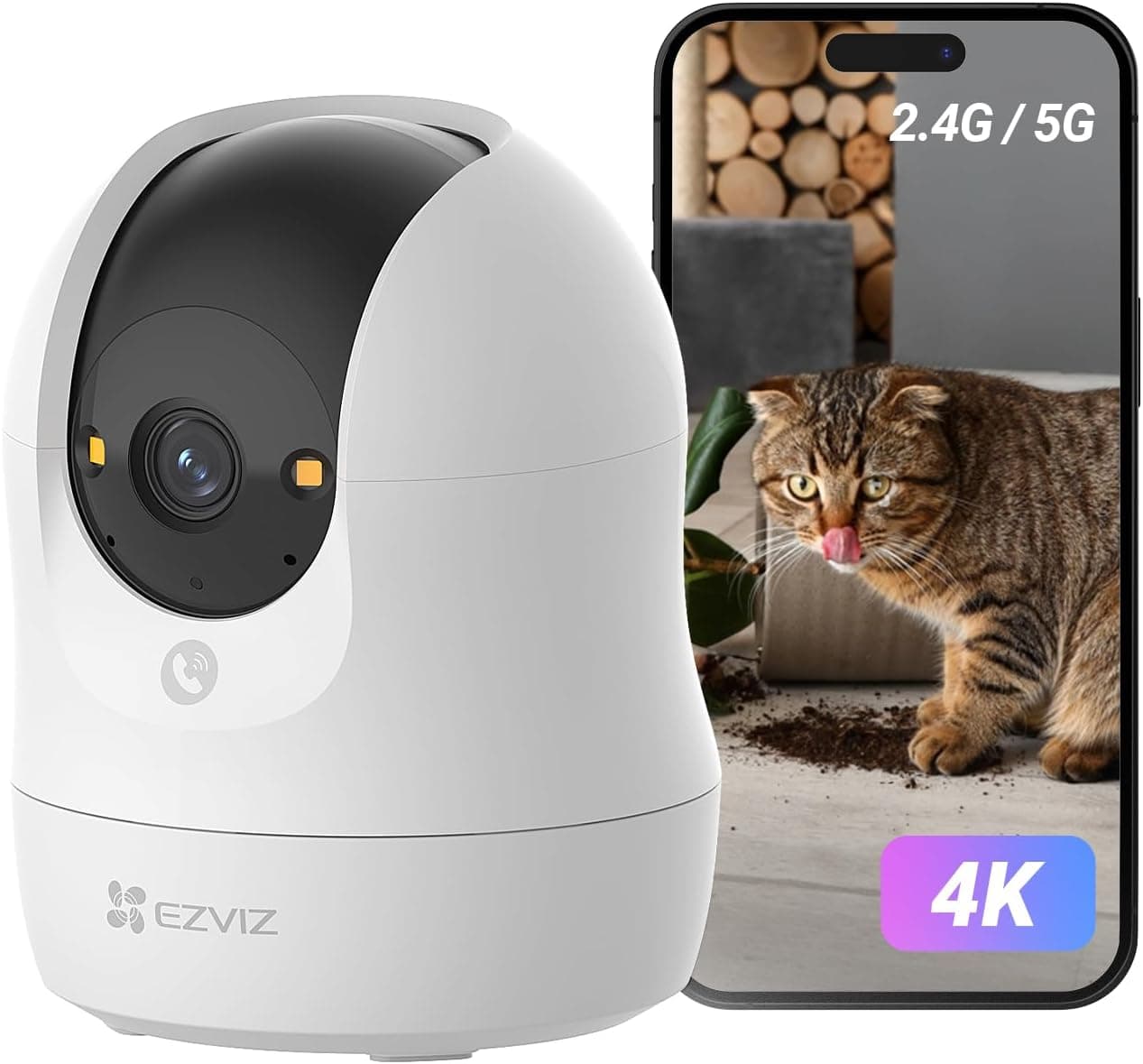 Ezviz C6N G1 8MP 4K İç Mekan Wi-Fi Güvenlik Kamerası, 360° Dönebilen Akıllı Takip, Bebek ve Evcil Hayvan Monitörü