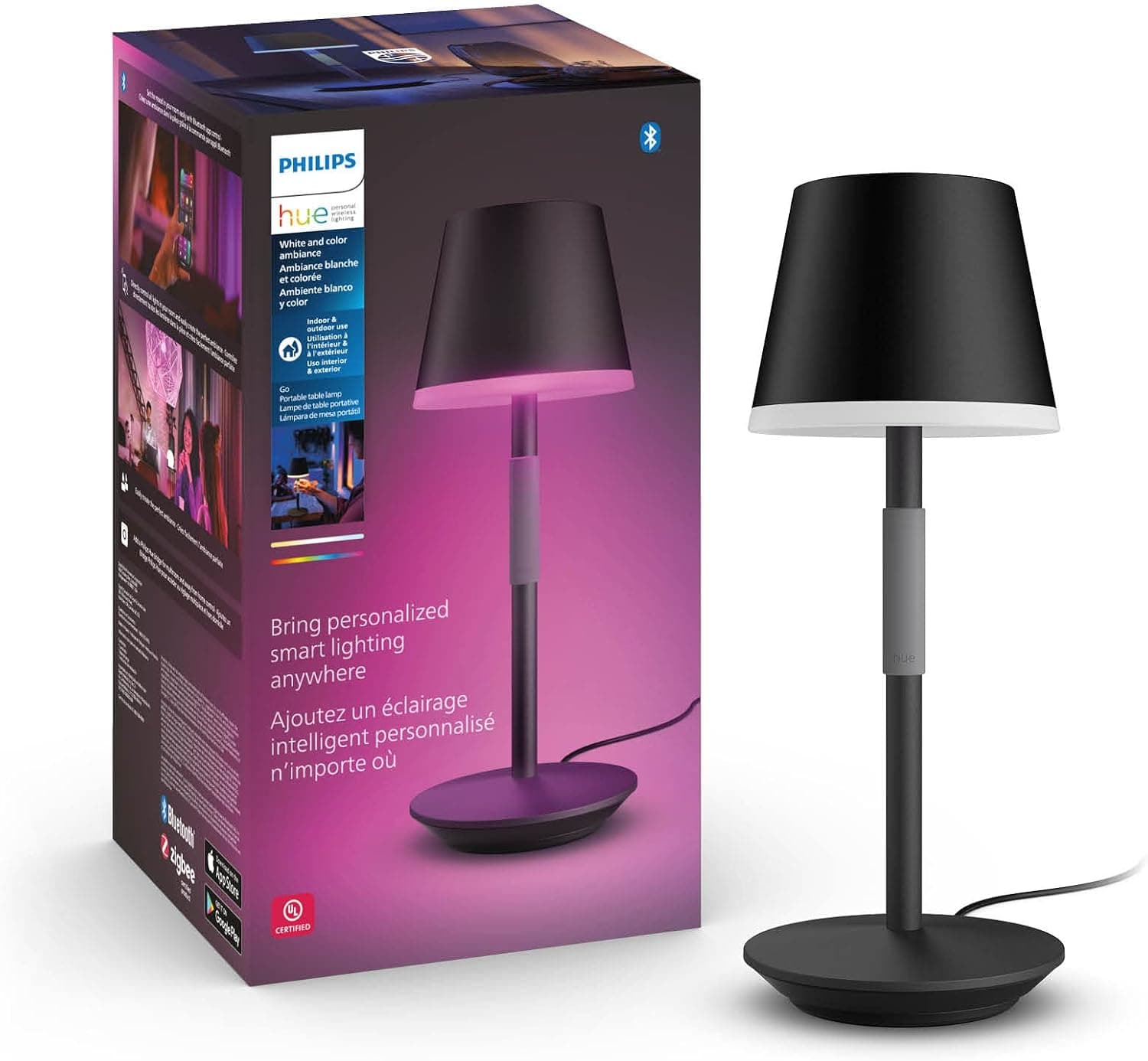 Philips Hue GO Belle Taşınabilir Masa Lambası - Siyah - 25.000 Saat Ampul Kullanım Ömrü
